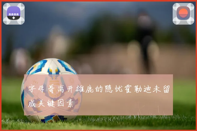 字母哥离开雄鹿的隐忧霍勒迪未留成关键因素